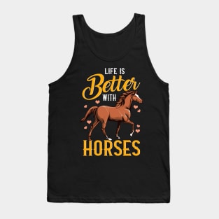 Cute Life Is Better With Horses Riding Horse Gifts For Girls Tank Top